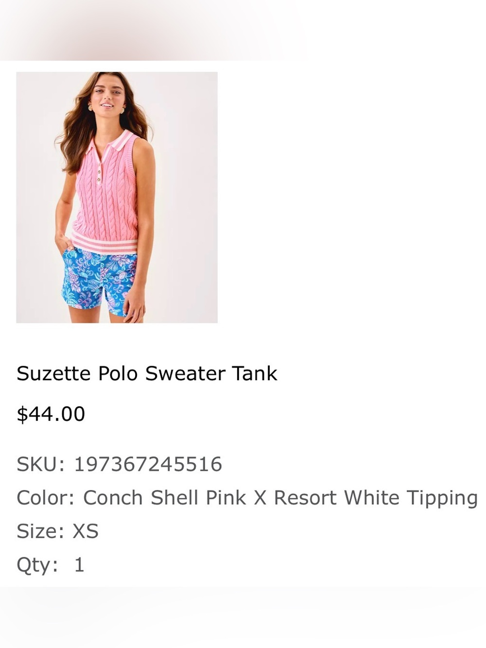 Pink Cable Knit Sleeveless Polo - Picture 3 of 3